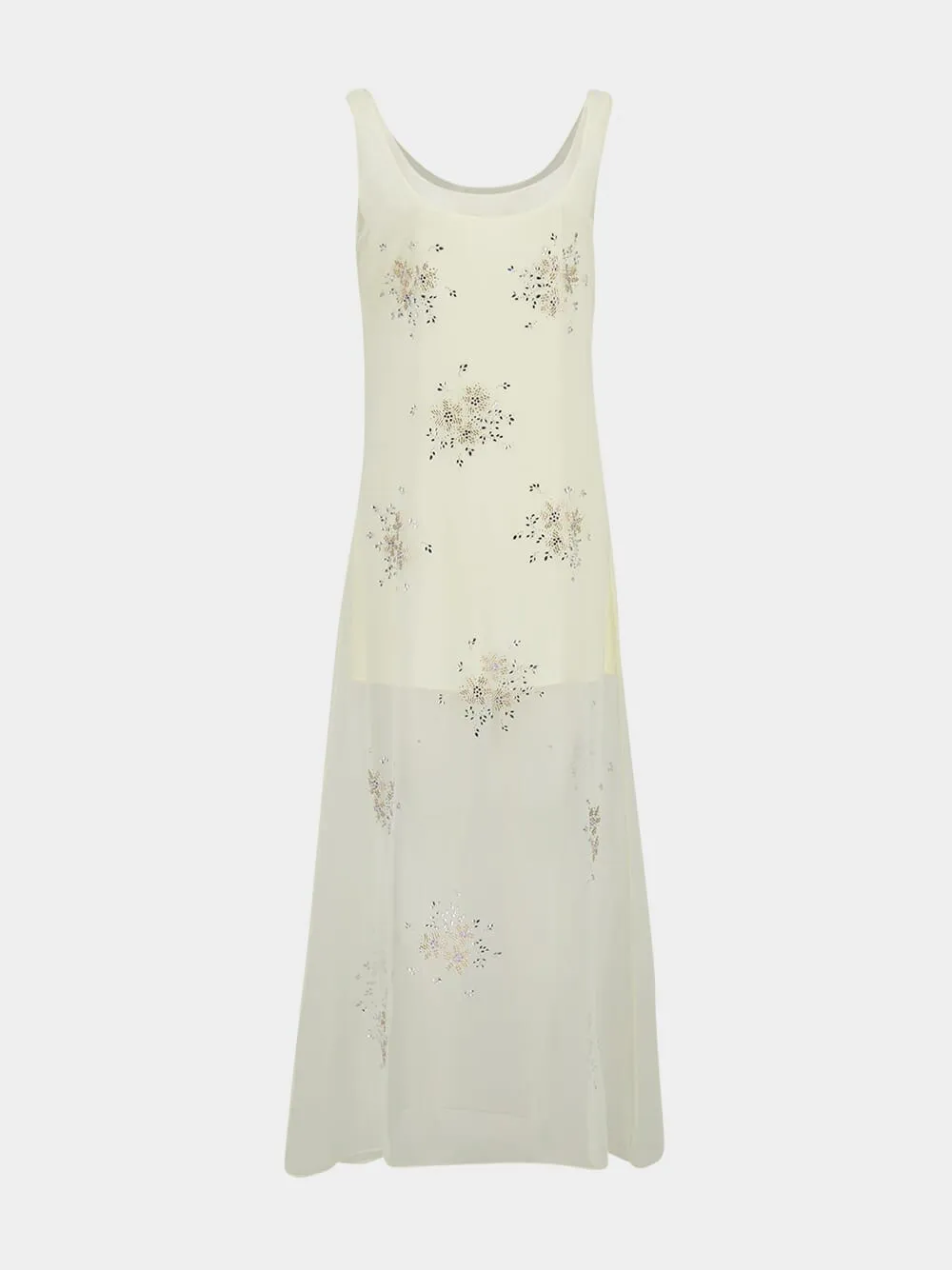 Ivory Sleeveless Midi Dress in Acetate sold by Fashion Clinic