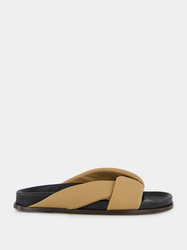 Tan Nappa Folded Sandals sold by Fashion Clinic