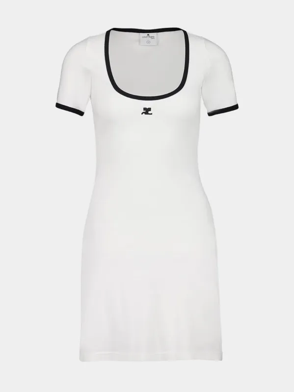 Heritage White and Black Holistic Contrast Mini Dress made by Courreges