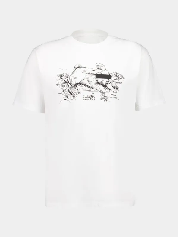 White Illustration-Print T-Shirt sold by Fashion Clinic