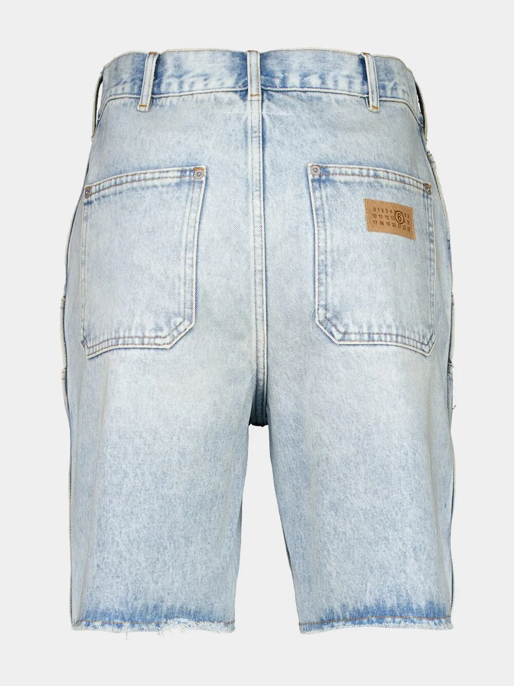 Light Blue Numbers-Motif Denim Shorts sold by Fashion Clinic product image thumbnail 2