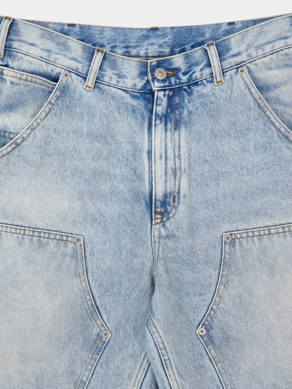 Light Blue Numbers-Motif Denim Shorts sold by Fashion Clinic product image thumbnail 3
