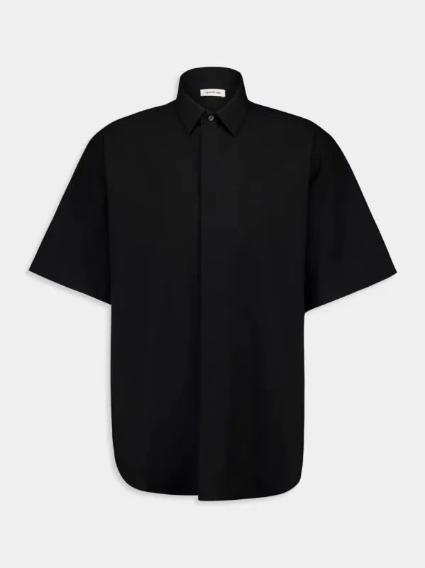 Black Oxford Short Sleeve Shirt sold by Fashion Clinic