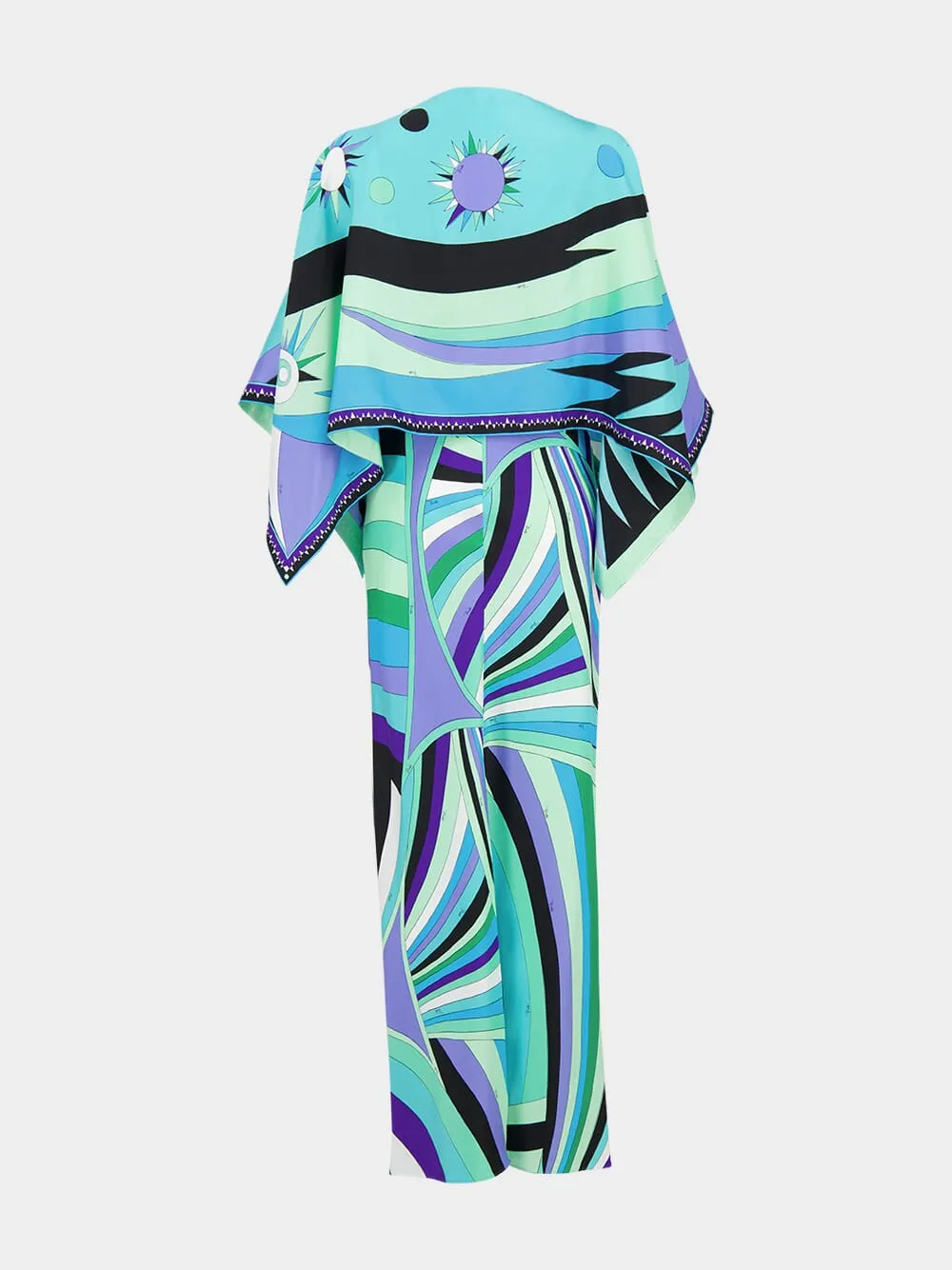 Green and Lilac Iride Print Cape Long Dress sold by Fashion Clinic product image thumbnail 3