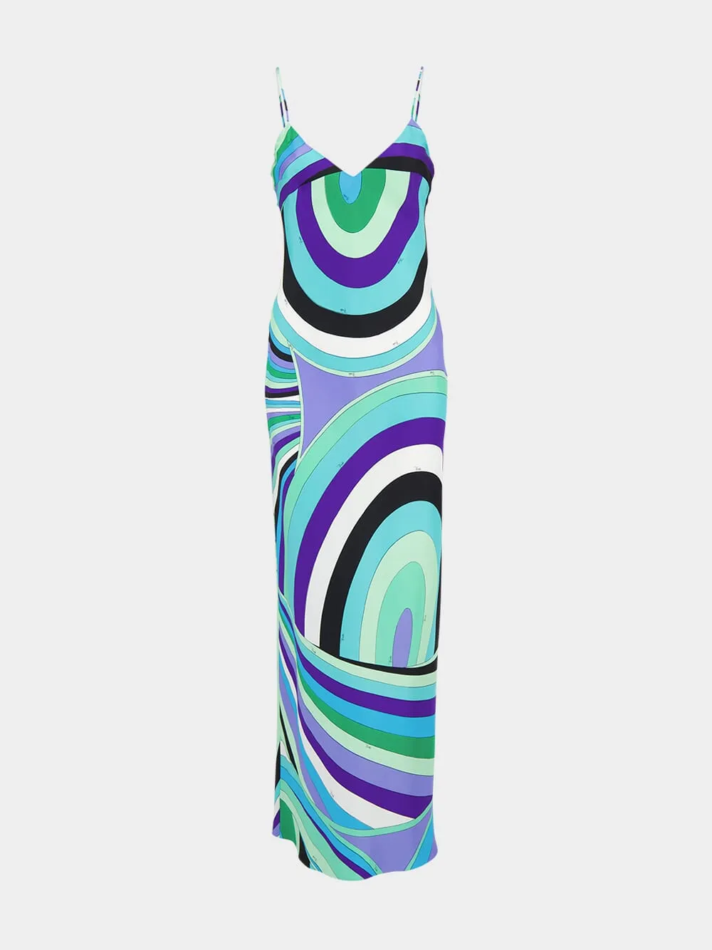 Green and Lilac Iride Print Cape Long Dress sold by Fashion Clinic product image thumbnail 2