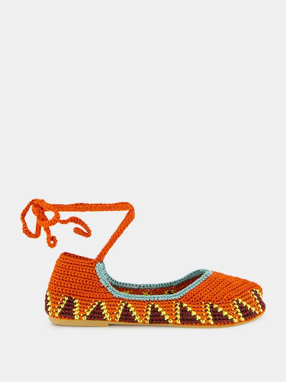 Lobster Orange High Crochet Ballerina sold by Fashion Clinic