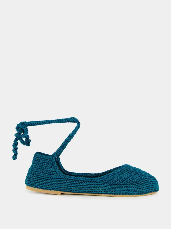 Blue High Crochet Ballerina sold by Fashion Clinic