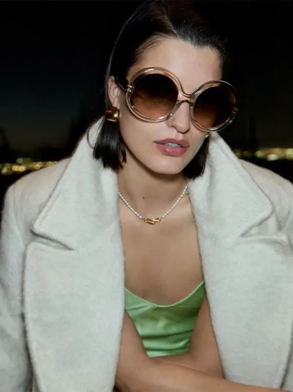 Sand Beige 1412 Round Sunglasses sold by Fashion Clinic