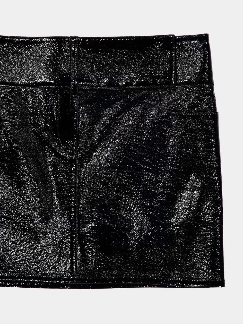 Black Belted Vinyl Mini Skirt sold by Fashion Clinic product image thumbnail 5