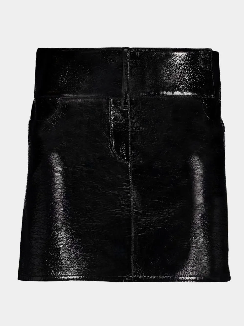 Black Belted Vinyl Mini Skirt sold by Fashion Clinic