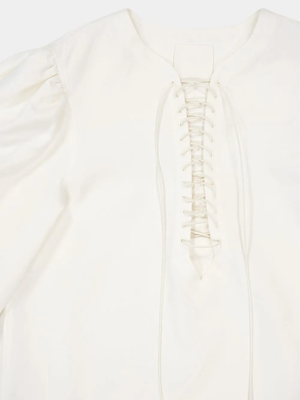 Off-White Balloon Sleeve Lace-Up Shirt sold by Fashion Clinic product image thumbnail 3