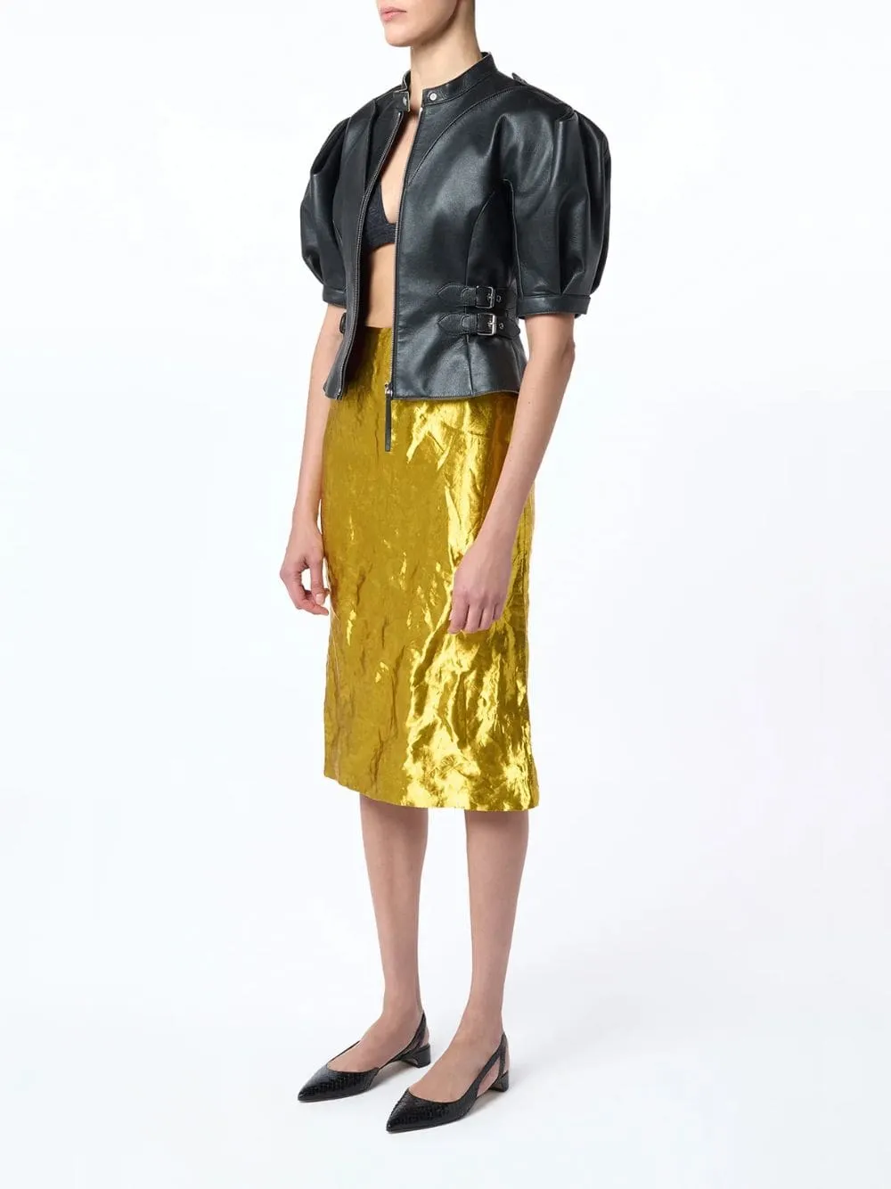 Gold Manuela Midi Skirt in Metallic Silk sold by Fashion Clinic product image thumbnail 4