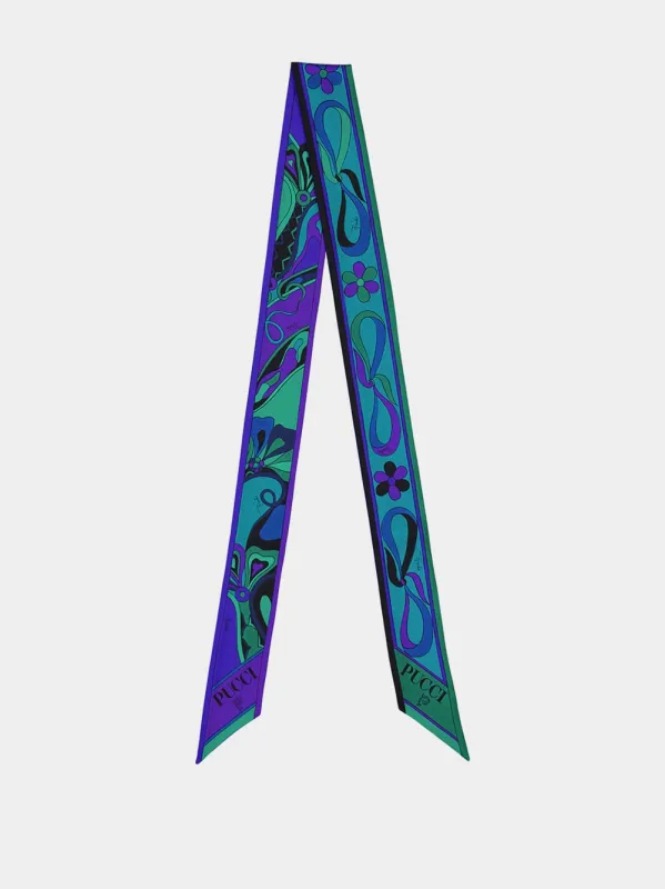 Emerald Mixed Print Silk Twill Scarf sold by Fashion Clinic