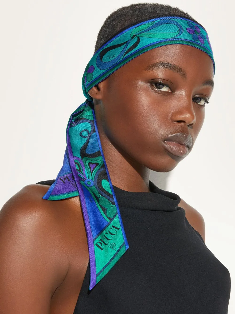 Emerald Mixed Print Silk Twill Scarf sold by Fashion Clinic product image thumbnail 3