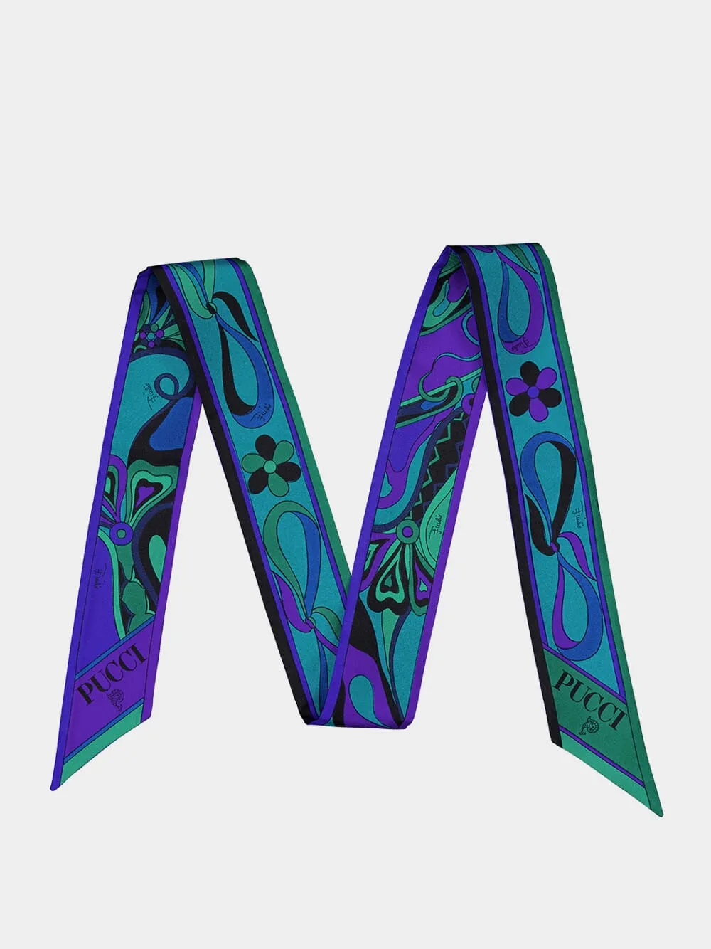 Emerald Mixed Print Silk Twill Scarf sold by Fashion Clinic product image thumbnail 2