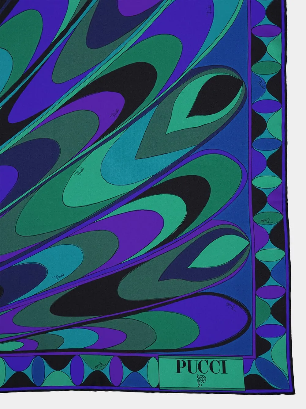 Emerald Onde & Iride Silk Twill Carré sold by Fashion Clinic product image thumbnail 3