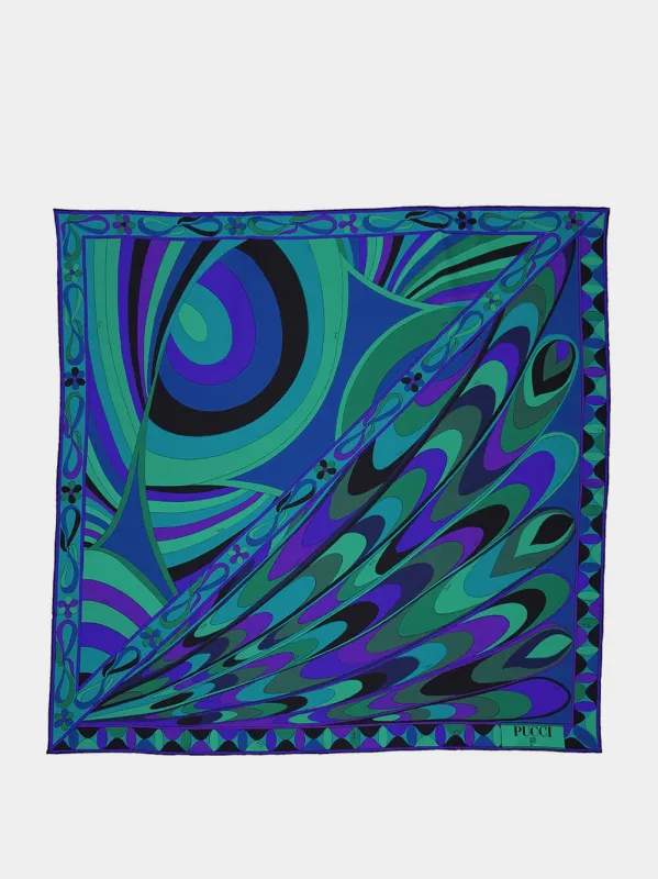 Emerald Onde & Iride Silk Twill Carré sold by Fashion Clinic