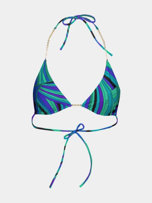 Emerald Iride Print Chain Bikini Top sold by Fashion Clinic