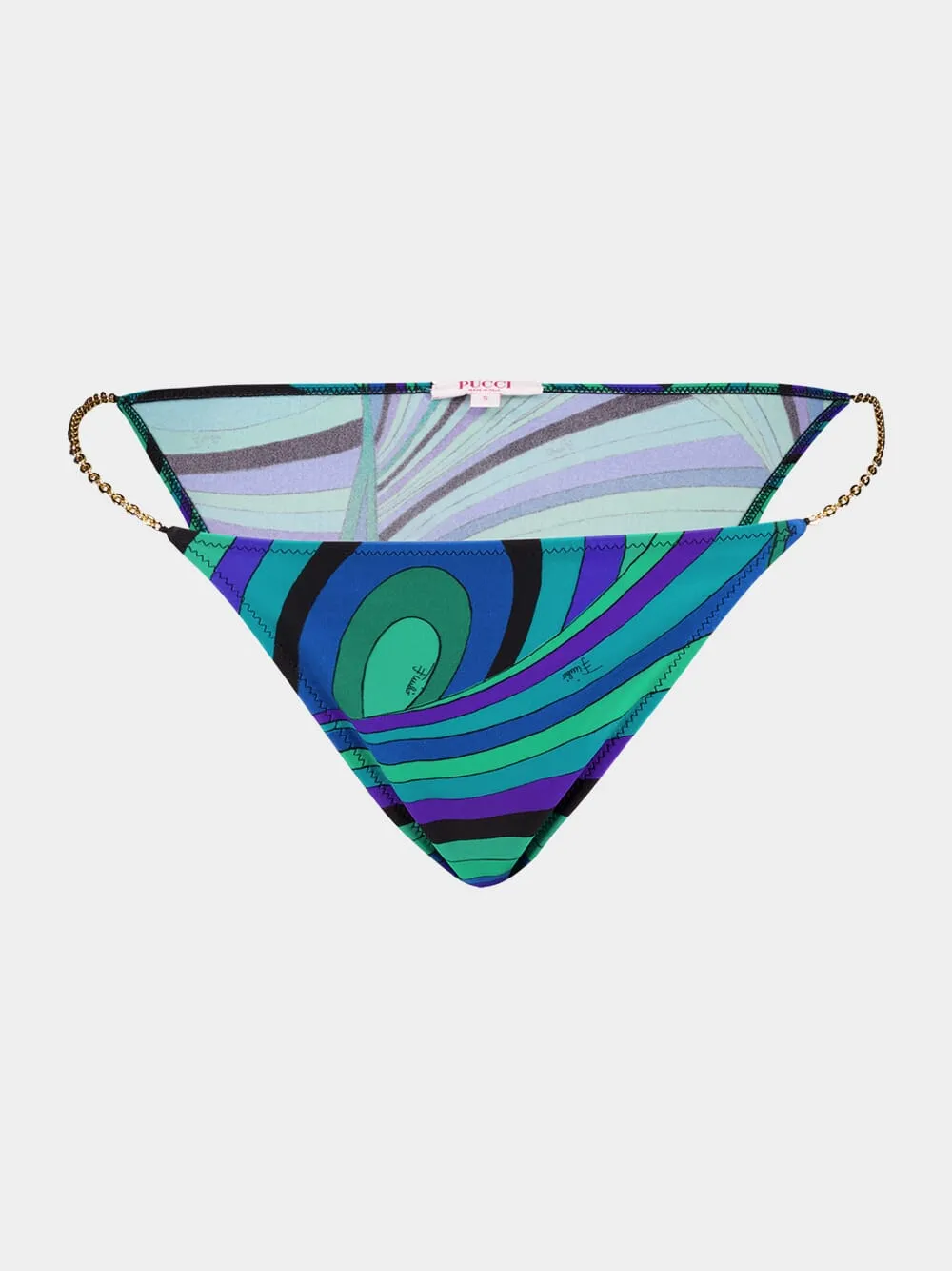 Emerald Iride Print Chain Bikini Brief sold by Fashion Clinic