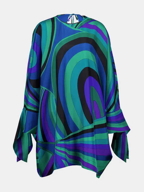 Emerald Iride Print Silk Kaftan sold by Fashion Clinic