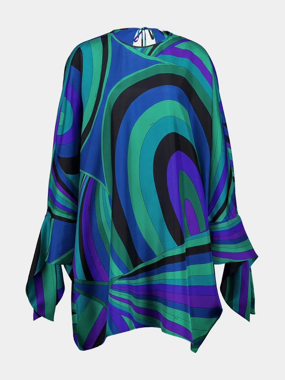 Emerald Iride Print Silk Kaftan sold by Fashion Clinic