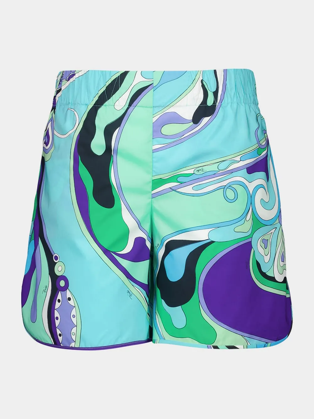 Green and Lilac Orchidee Cotton Poplin Shorts sold by Fashion Clinic