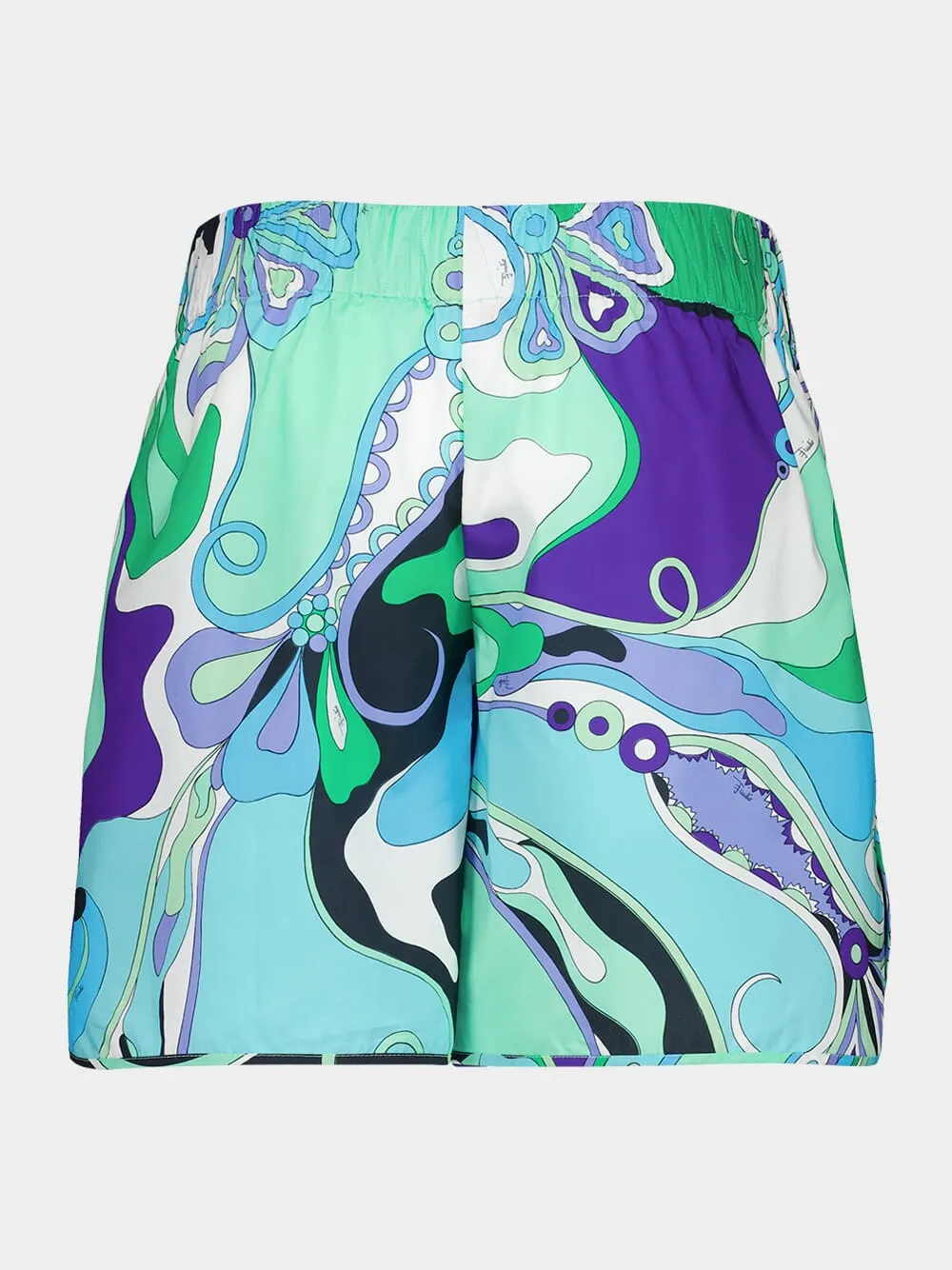 Green and Lilac Orchidee Cotton Poplin Shorts sold by Fashion Clinic product image thumbnail 2