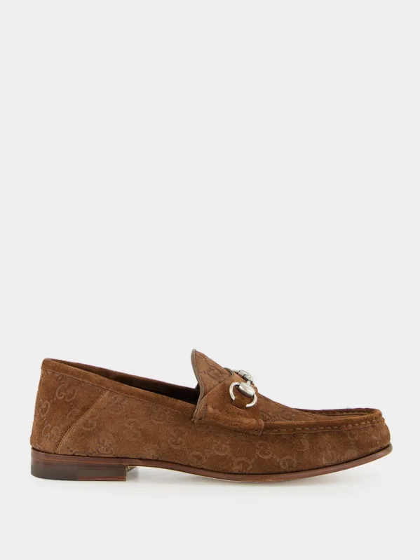 Dark Brown GG Suede Horsebit Loafer sold by Fashion Clinic