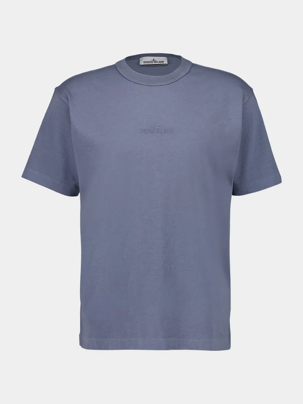 Dark Blue Organic Cotton T-Shirt with Logo Embroidery sold by Fashion Clinic