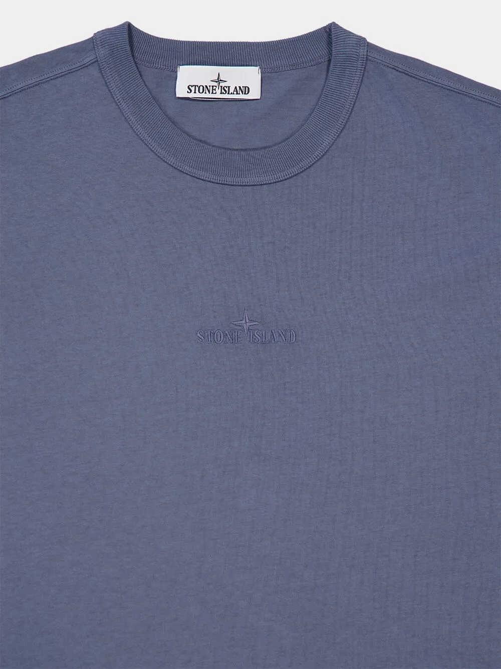 Dark Blue Organic Cotton T-Shirt with Logo Embroidery sold by Fashion Clinic product image thumbnail 3