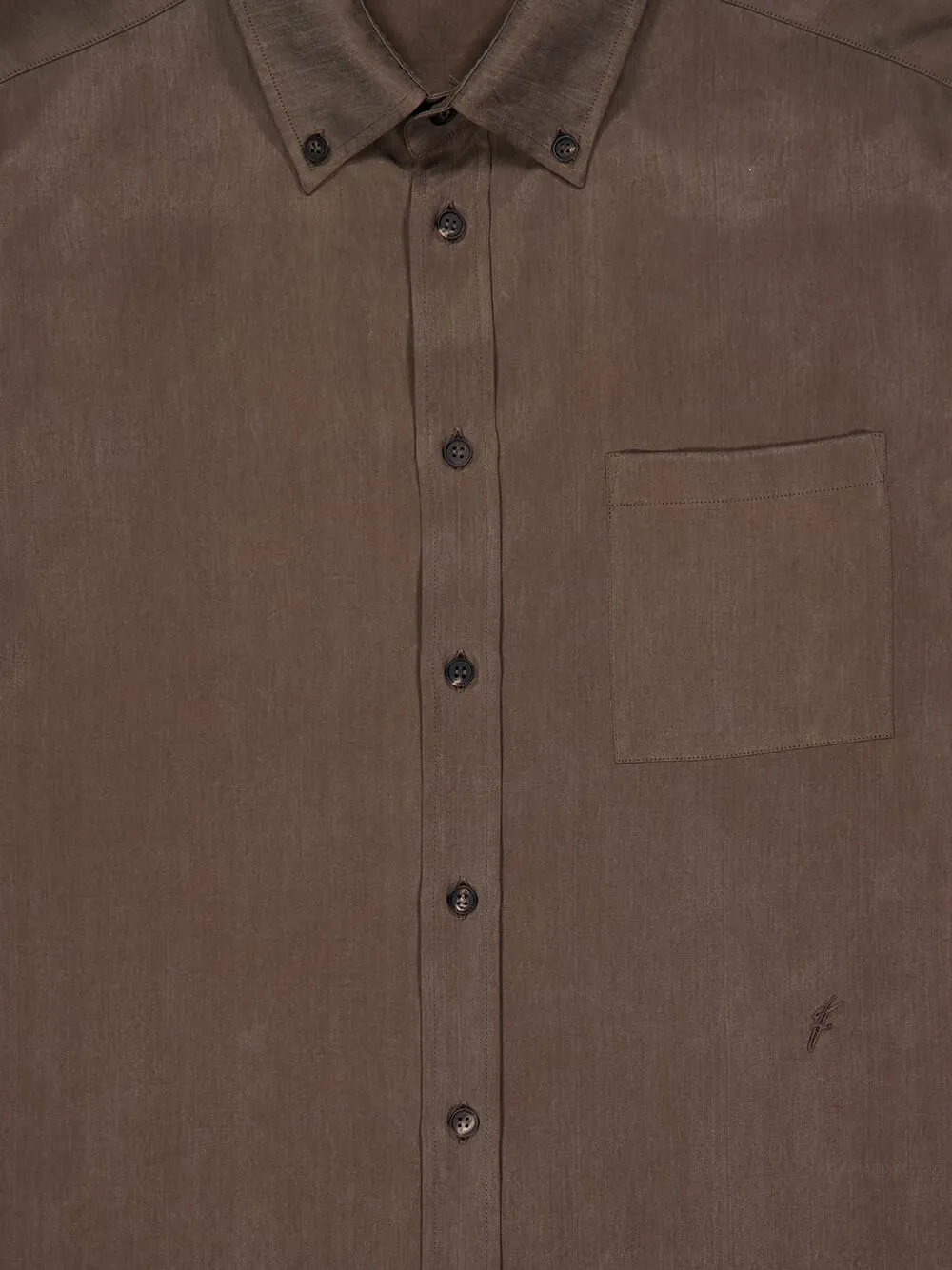 Brown Button-Up Shirt in Matt Satin Lyocell sold by Fashion Clinic product image thumbnail 3