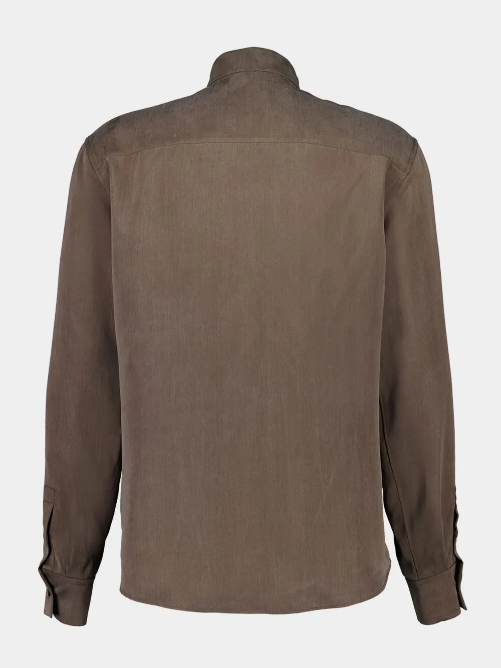 Brown Button-Up Shirt in Matt Satin Lyocell sold by Fashion Clinic product image thumbnail 2