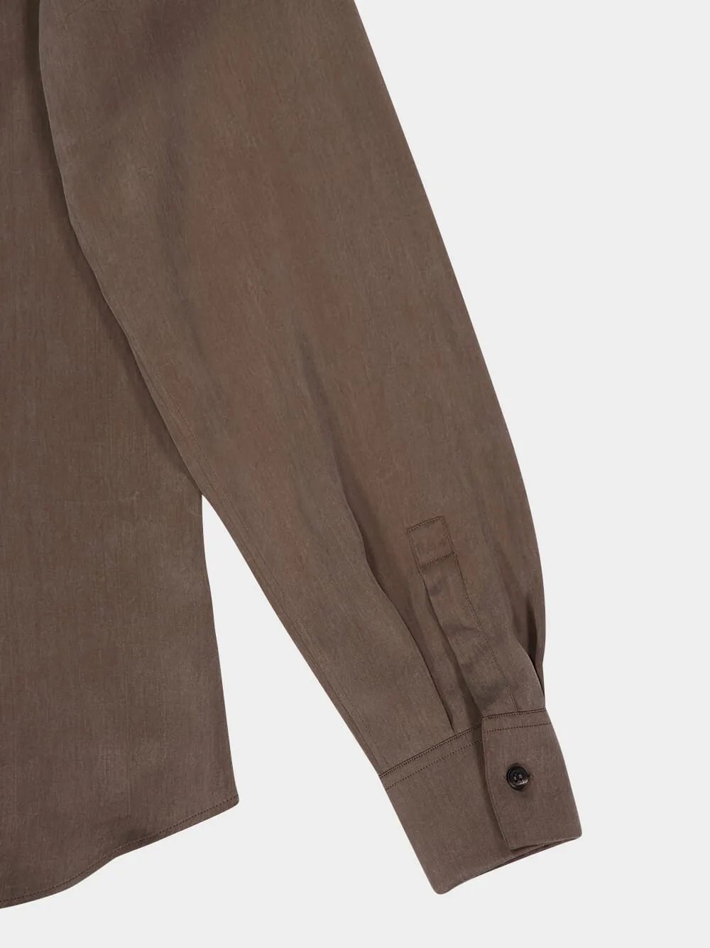 Brown Button-Up Shirt in Matt Satin Lyocell sold by Fashion Clinic product image thumbnail 4