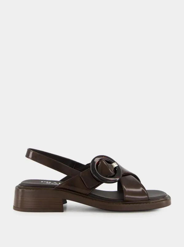 Sienna Brown Brushed Leather Sandals with Buckle sold by Fashion Clinic