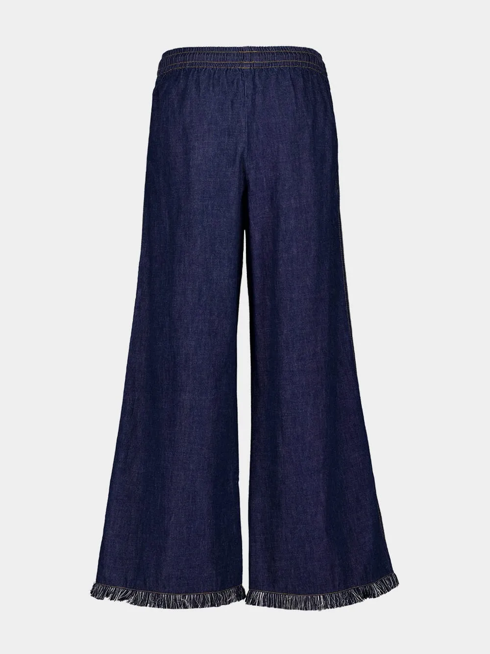 Atlantic Blue Wide Leg Trousers with Rhiannon Fringe sold by Fashion Clinic product image thumbnail 2