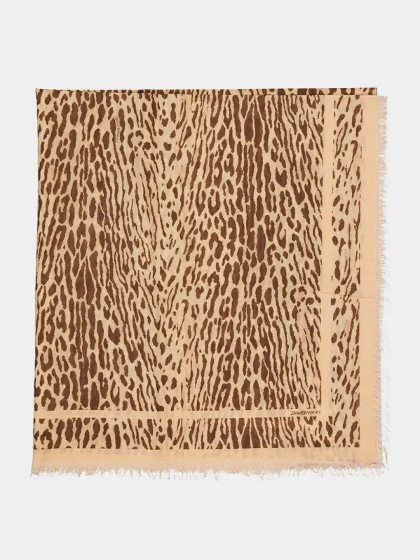 Tan Leopard Printed Cotton Pareo sold by Fashion Clinic