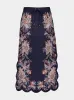 Navy Blue Midi Skirt with Rhiannon Scallop sold by Fashion Clinic