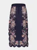 Navy Blue Midi Skirt with Rhiannon Scallop sold by Fashion Clinic