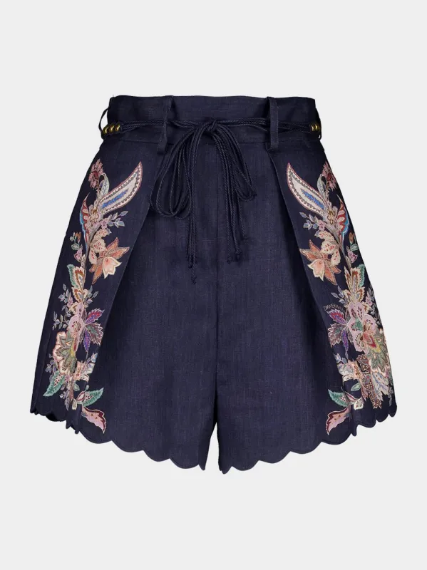 Navy Casual Fit Shorts with Rhiannon Tuck sold by Fashion Clinic