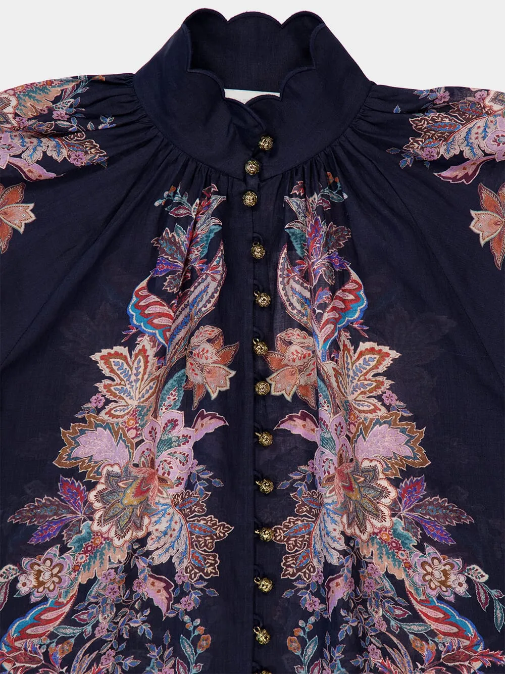 Navy Blue Billowing Rhiannon Blouse in Ramie sold by Fashion Clinic product image thumbnail 3