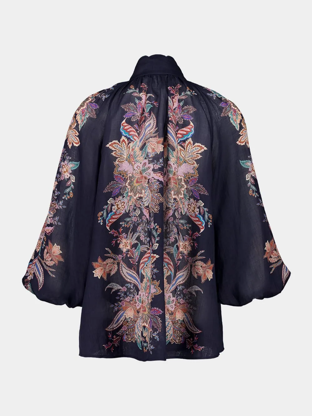 Navy Blue Billowing Rhiannon Blouse in Ramie sold by Fashion Clinic product image thumbnail 2