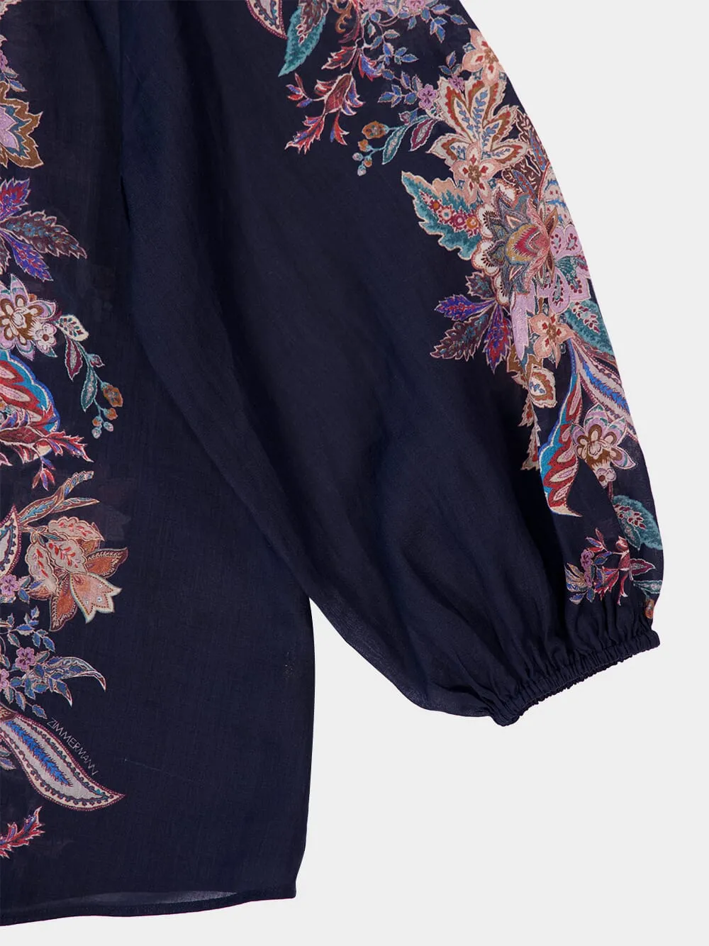 Navy Blue Billowing Rhiannon Blouse in Ramie sold by Fashion Clinic product image thumbnail 4
