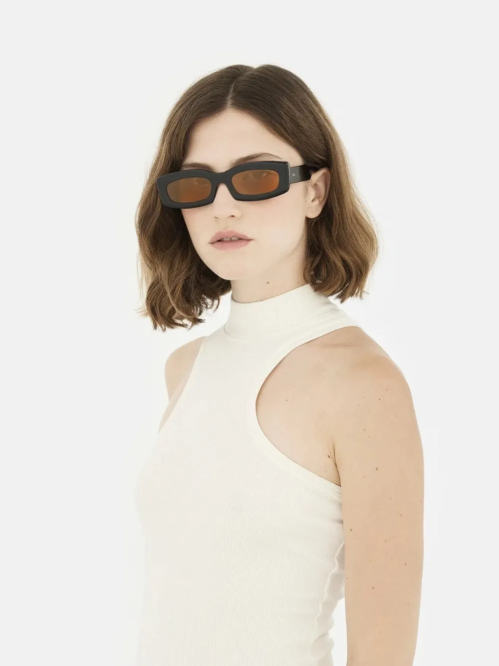 Black Zaga Refined Rectangular Sunglasses sold by Fashion Clinic