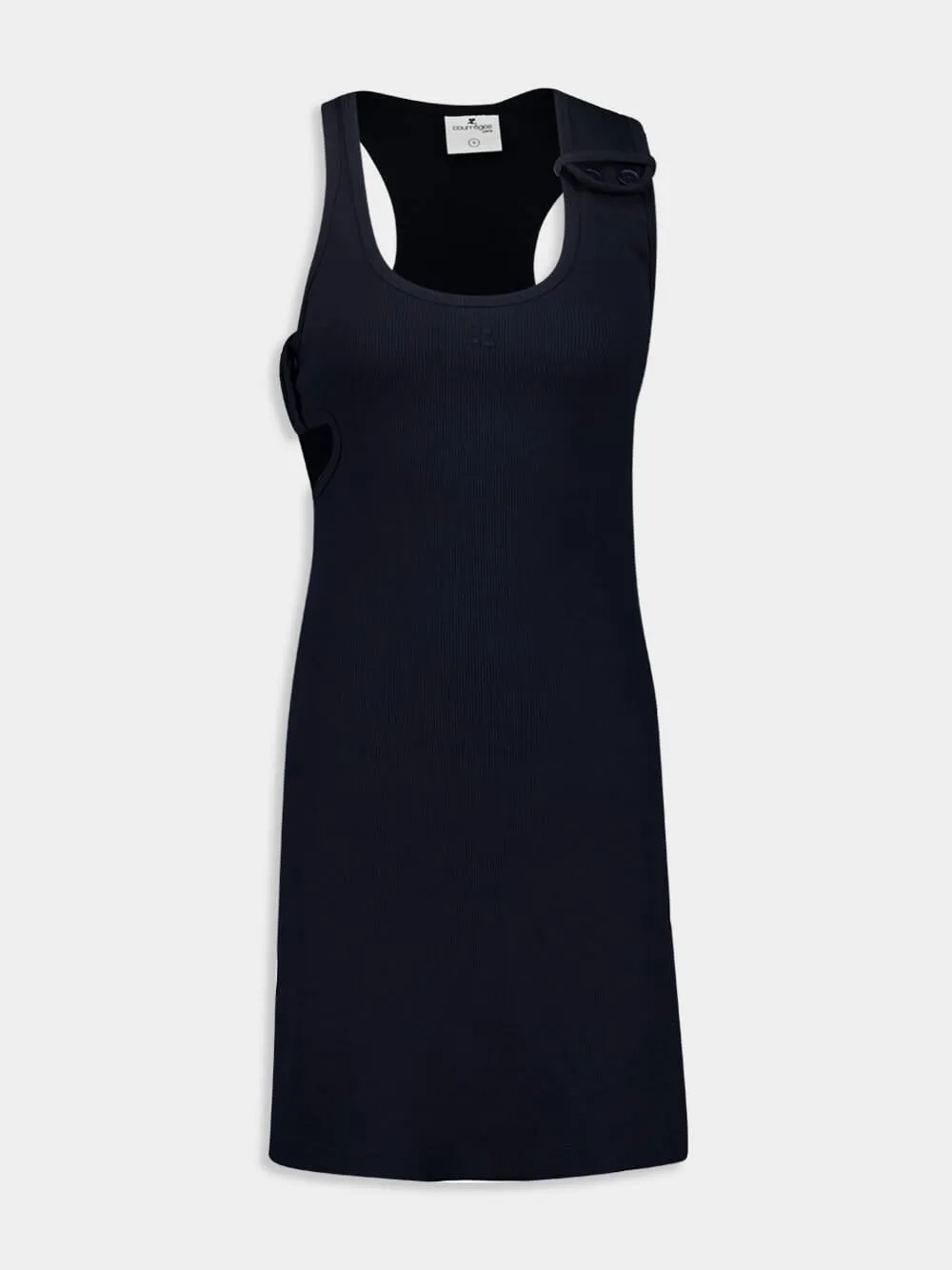 Navy Double Buckle 90's Rib Dress sold by Fashion Clinic product image thumbnail 2