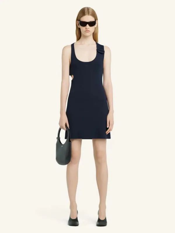 Navy Double Buckle 90's Rib Dress sold by Fashion Clinic