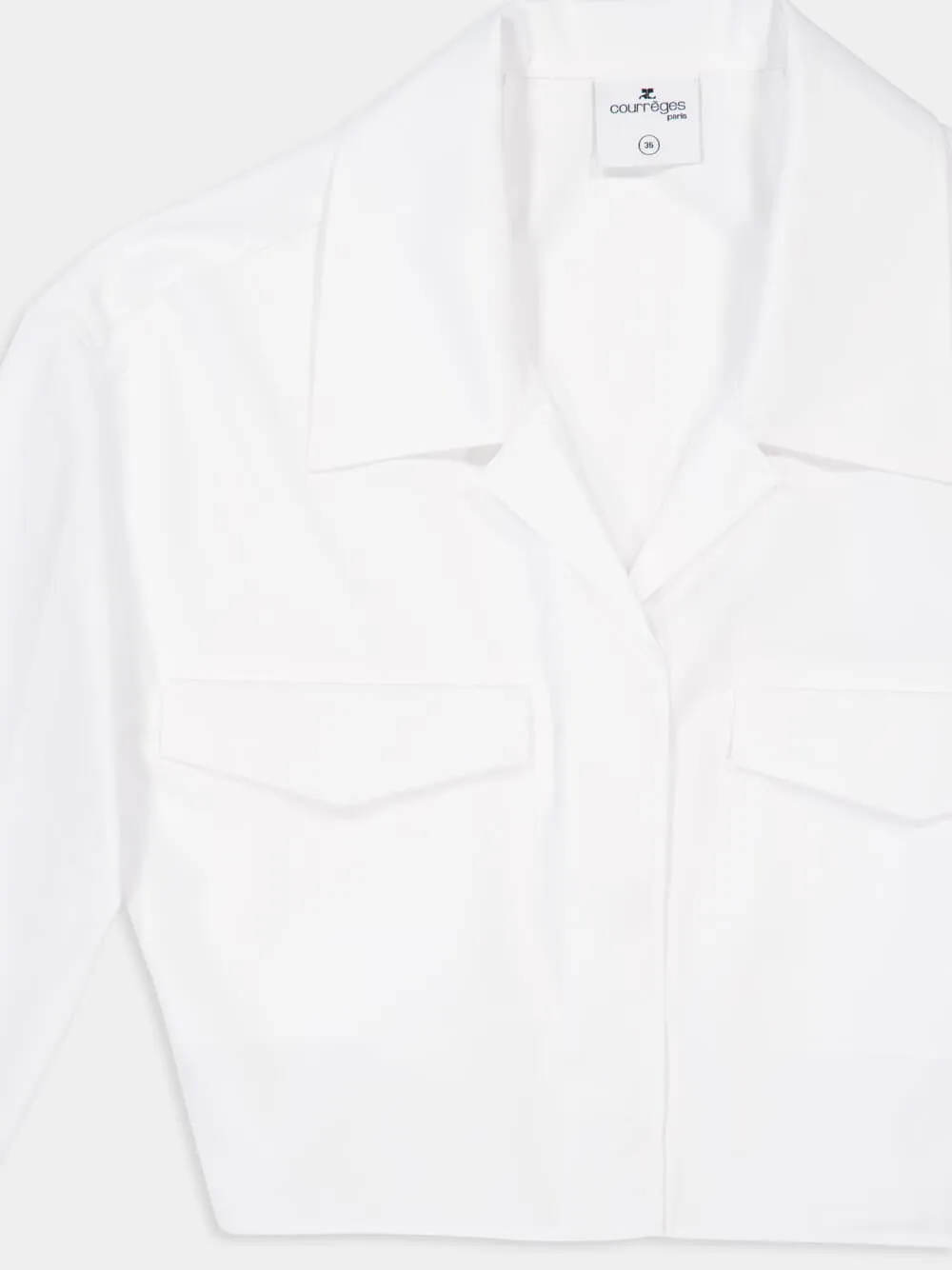 Heritage White 2-Pocket Poplin Cropped Shirt sold by Fashion Clinic product image thumbnail 5