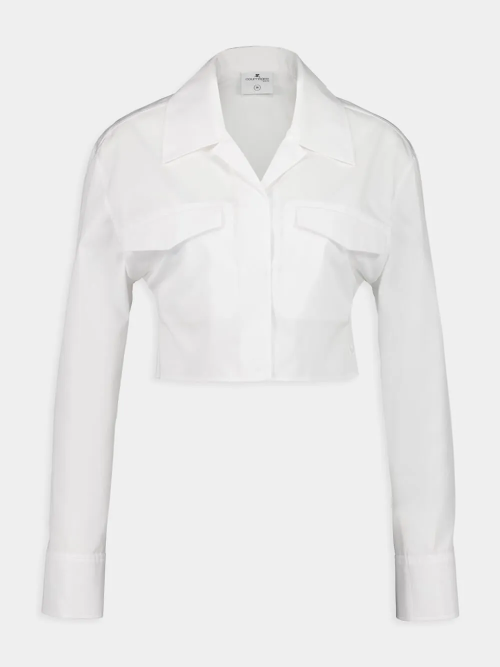 Heritage White 2-Pocket Poplin Cropped Shirt sold by Fashion Clinic