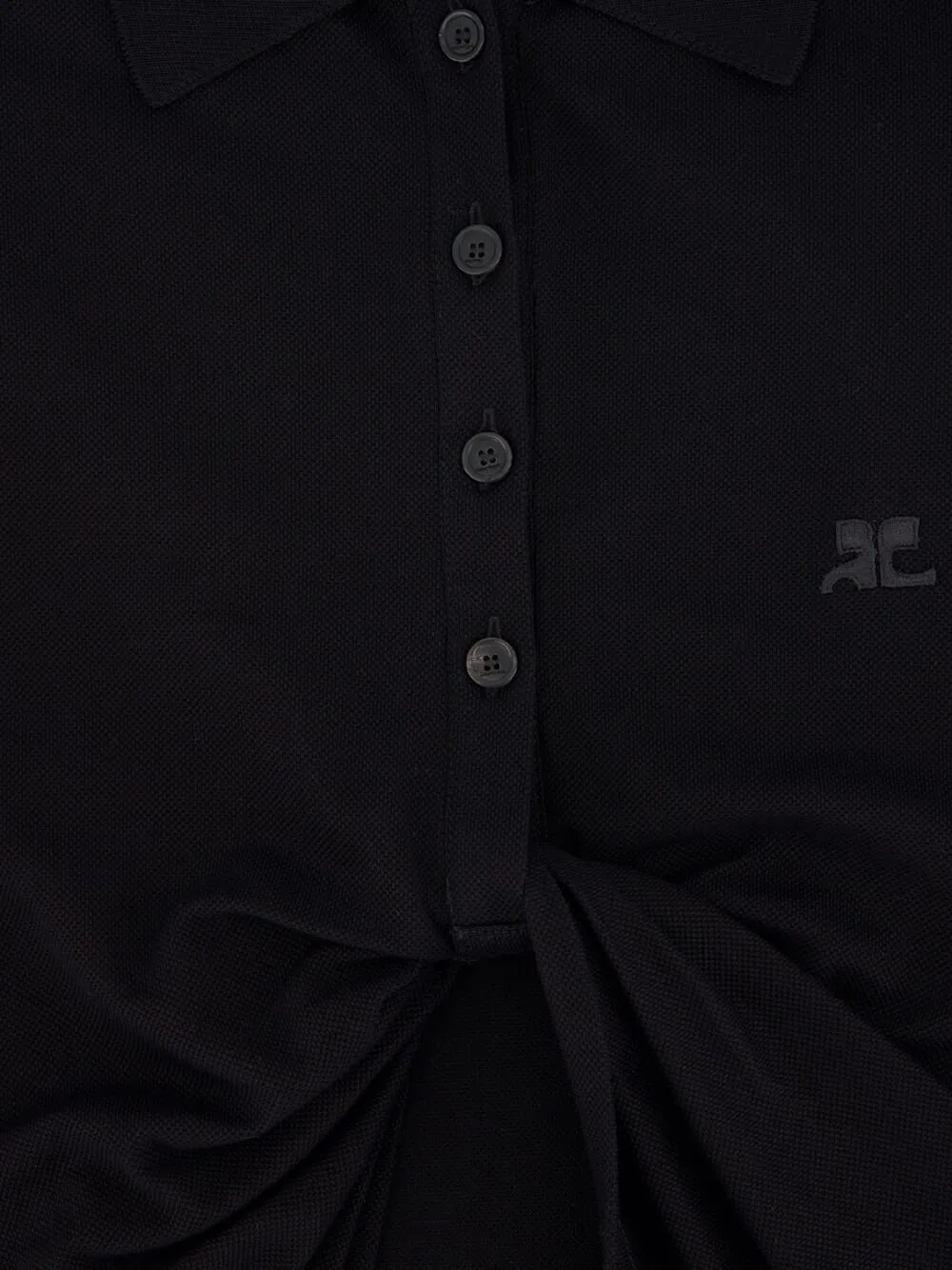 Black Twist Piqué Cropped Polo sold by Fashion Clinic product image thumbnail 5