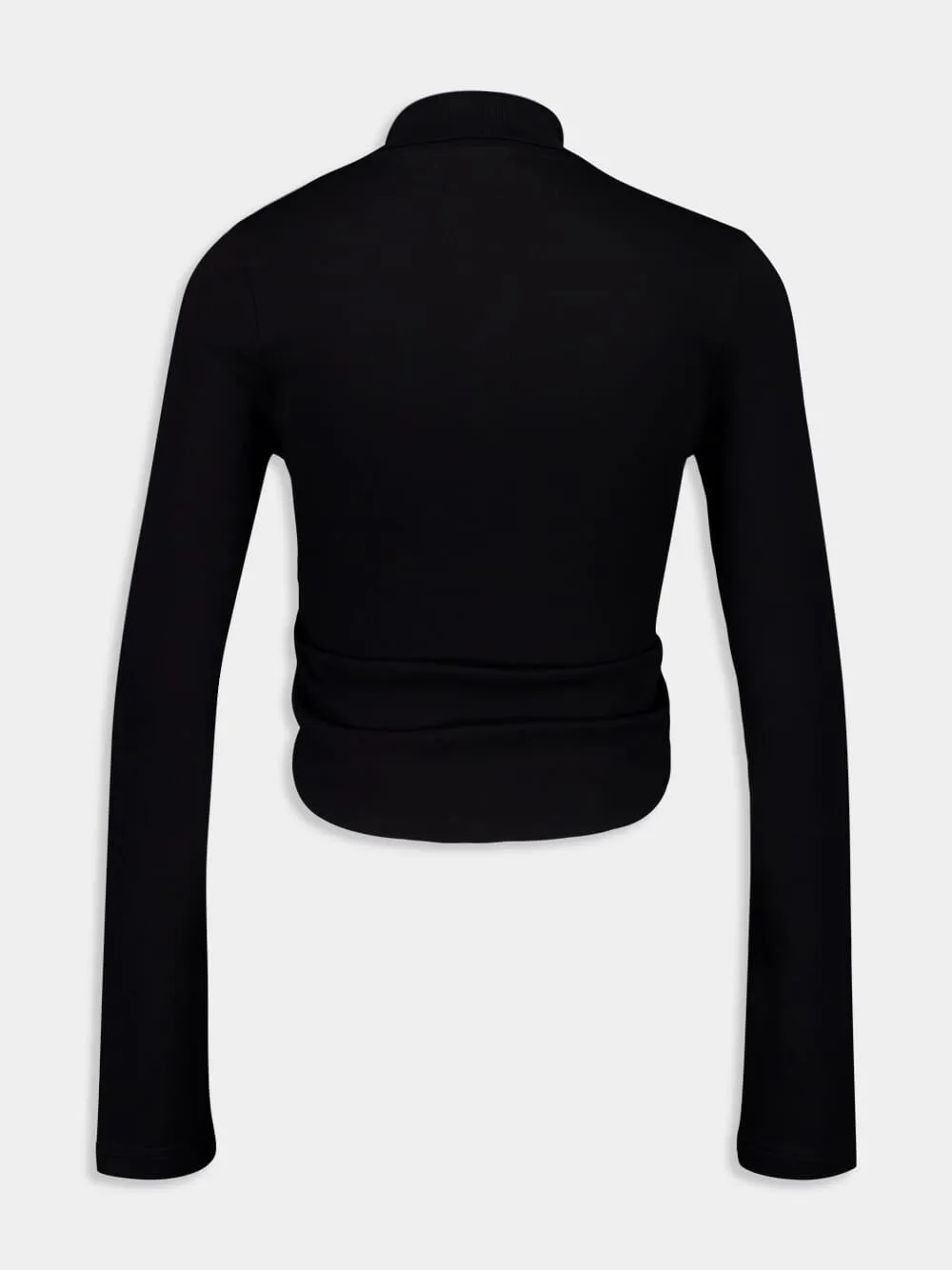 Black Twist Piqué Cropped Polo sold by Fashion Clinic product image thumbnail 3