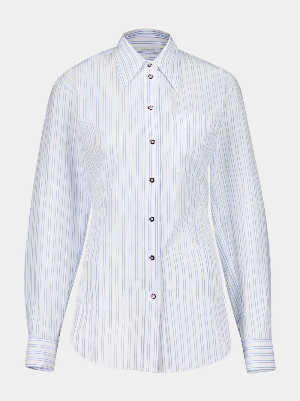 White Striped Cotton Poplin Shirt with Belt Detail sold by Fashion Clinic product image thumbnail 2